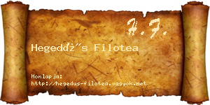 Hegedűs Filotea névjegykártya